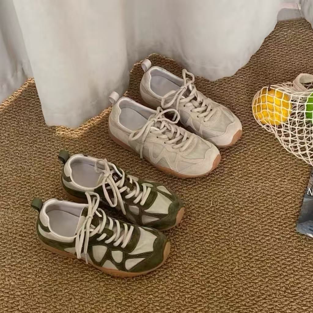 Women Shoes Sneakers - Vintage Patchwork Lace Up Sneakers For