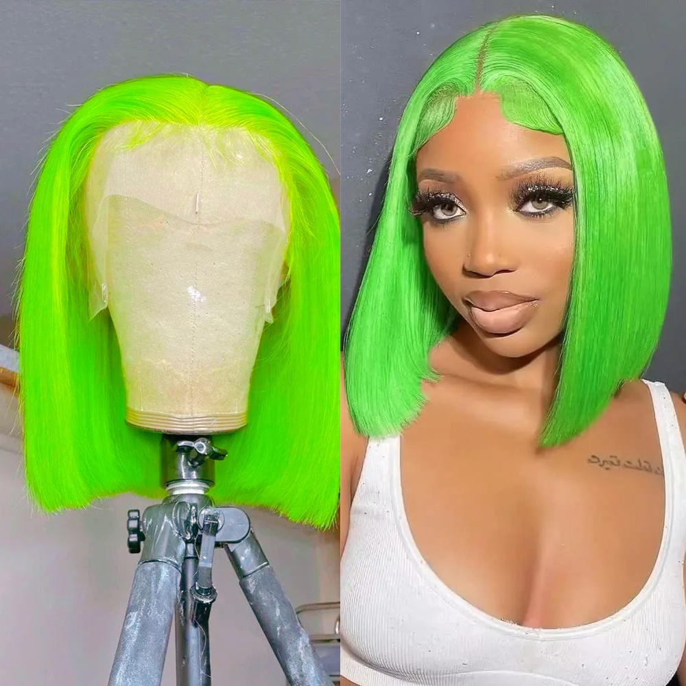 Women'S Shoes Bobs - Green Wigs Short Straight Bob Wigs