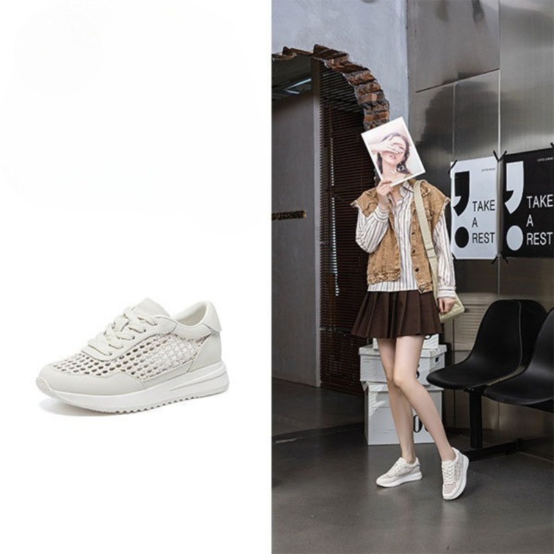 Leather Mesh White Shoes Women - Mesh Sneaker Women review and price