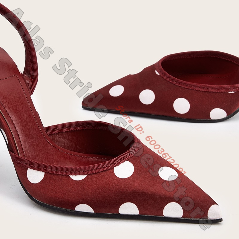 Satin White Polka Dot Pointed  - Wide Fit Heels review and price