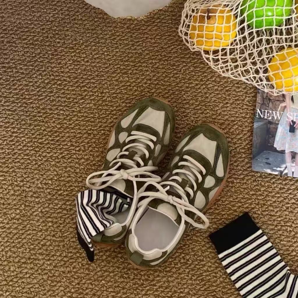 Vintage Patchwork Lace Up Snea - Women Shoes Sneakers review and price