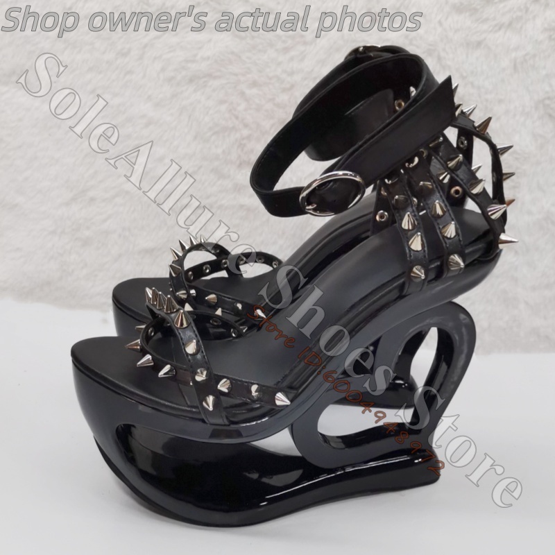 Hot Pink Spike Stud Caged Hear - Wide Fit Heels review and price