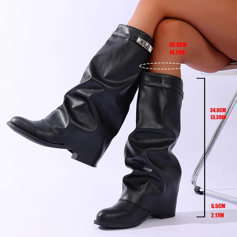 Brand Design Black Pu Leather  - Wide Fit Heels review and price